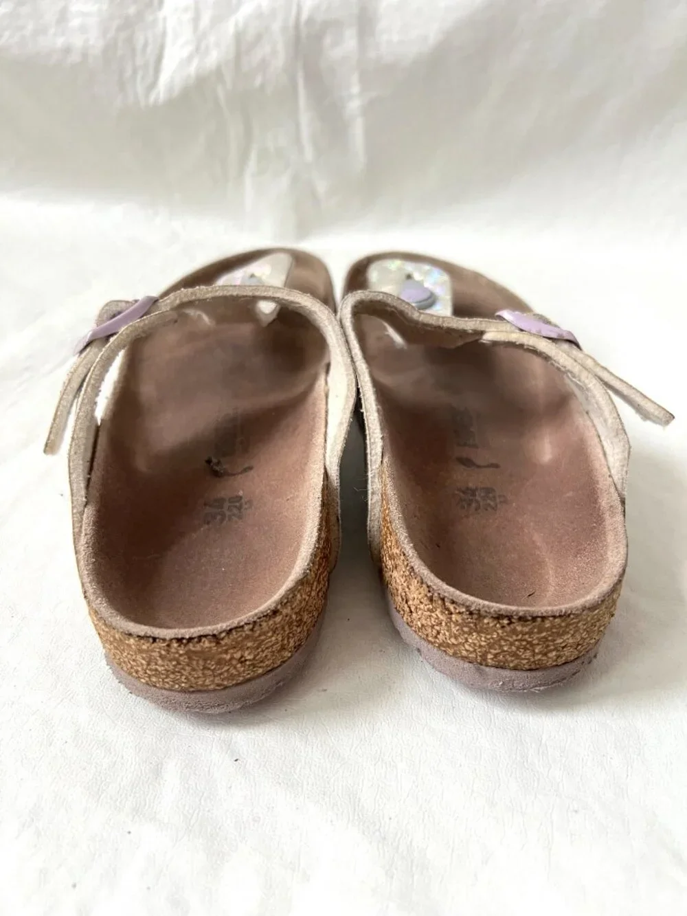 Birkenstock sandals Gizeh EU 34 kids 3 3.5 silver holographic snake birko flor